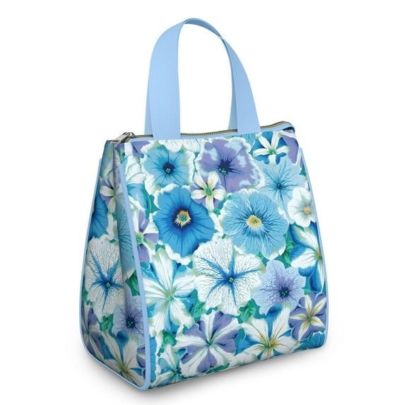 Pioneer Flower Floral Print Pattern Insulated Lunch Bag for Women & Adults,Large Portable Soft Cooler Lunch Bag,Thermal Food Storage Tote with Pearl Cotton,8.66L,8.75x5.75x9.5 Inch