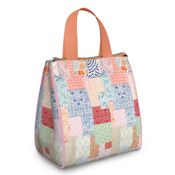 Pioneer Flower Floral Print Pattern Insulated Lunch Bag for Women & Adults,Large Portable Soft Cooler Lunch Bag,Thermal Food Storage Tote with Pearl Cotton,8.66L,8.75x5.75x9.5 Inch