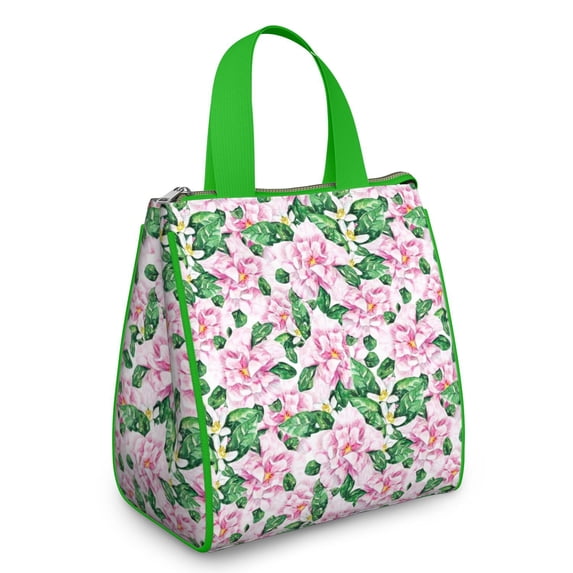 Pioneer Flower Floral Print Pattern Insulated Lunch Bag for Women & Adults,Large Portable Soft Cooler Lunch Bag,Thermal Food Storage Tote with Pearl Cotton,8.66L,8.75x5.75x9.5 Inch
