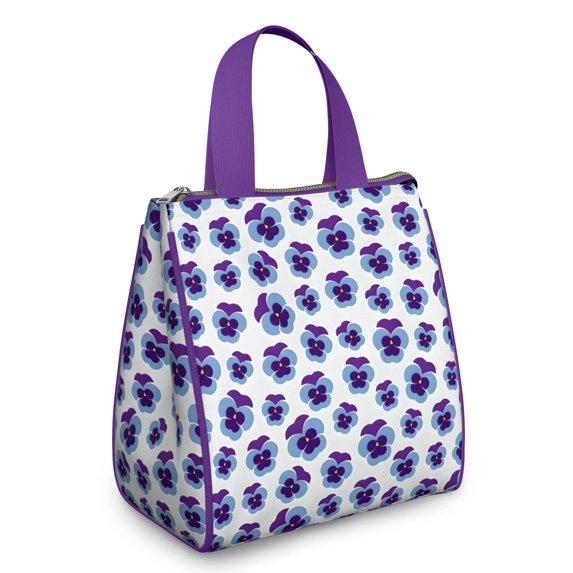 Pioneer Flower Floral Print Pattern Insulated Lunch Bag for Women & Adults,Large Portable Soft Cooler Lunch Bag,Thermal Food Storage Tote with Pearl Cotton,8.66L,8.75x5.75x9.5 Inch