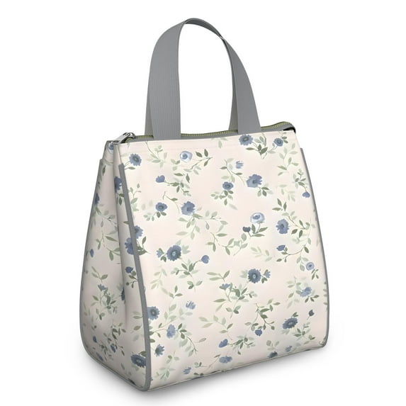 Pioneer Flower Floral Print Pattern Insulated Lunch Bag for Women & Adults,Large Portable Soft Cooler Lunch Bag,Thermal Food Storage Tote with Pearl Cotton,8.66L,8.75x5.75x9.5 Inch