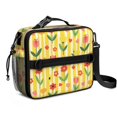 thumbnail image 1 of Pioneer Flower Floral Print Pattern Insulated Lunch Bag with Shoulder Strap and Bottle Holder,Bento School Lunch Bag Box,11x9.5x3.5 Inches, 1 of 5