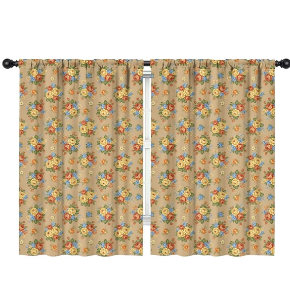Pioneer Flower Floral Print Pattern Insulated Teens Curtains Set Of 2, Bedroom Essentials, Toddler Room Decor 42"x63"