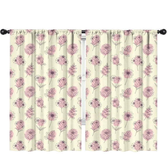 Pioneer Flower Floral Print Pattern Insulated Teens Curtains Set Of 2, Bedroom Essentials, Toddler Room Decor 52"x84"