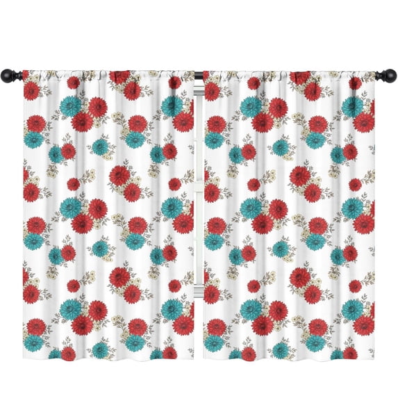 Pioneer Flower Floral Print Pattern Insulated Teens Curtains Set Of 2, Bedroom Essentials, Toddler Room Decor 52"x84"