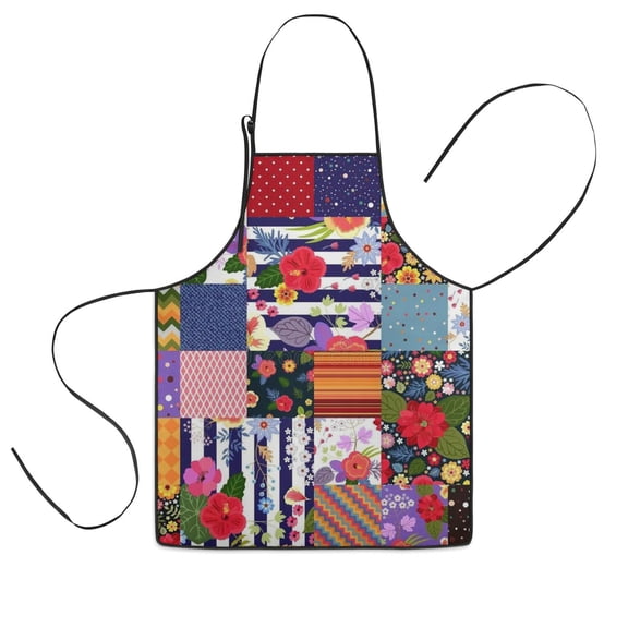 Pioneer Flower Floral Print Pattern Kids Aprons for Girls and Boys,Adjustable Neck Strap Toddler Aprons for Kids Cooking Baking