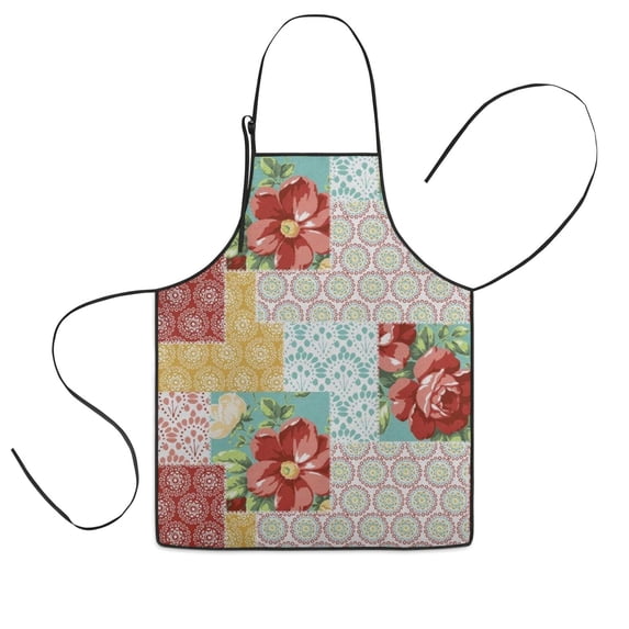 Pioneer Flower Floral Print Pattern Kids Aprons for Girls and Boys,Adjustable Neck Strap Toddler Aprons for Kids Cooking Baking