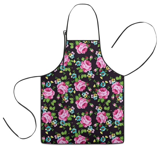 Pioneer Flower Floral Print Pattern Kids Aprons for Girls and Boys,Adjustable Neck Strap Toddler Aprons for Kids Cooking Baking