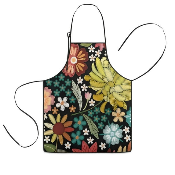 Pioneer Flower Floral Print Pattern Kids Aprons for Girls and Boys,Adjustable Neck Strap Toddler Aprons for Kids Cooking Baking