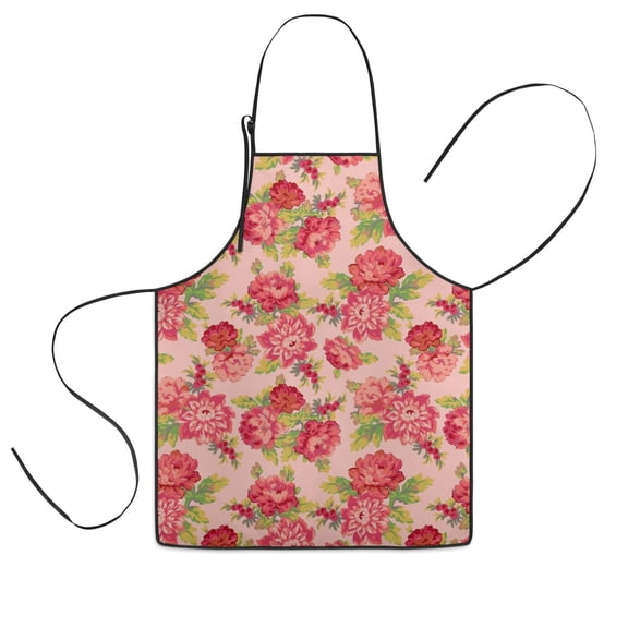 Pioneer Flower Floral Print Pattern Kids Aprons for Girls and Boys,Adjustable Neck Strap Toddler Aprons for Kids Cooking Baking