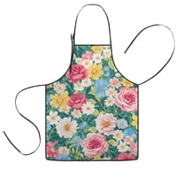 Pioneer Flower Floral Print Pattern Kids Aprons for Girls and Boys,Adjustable Neck Strap Toddler Aprons for Kids Cooking Baking