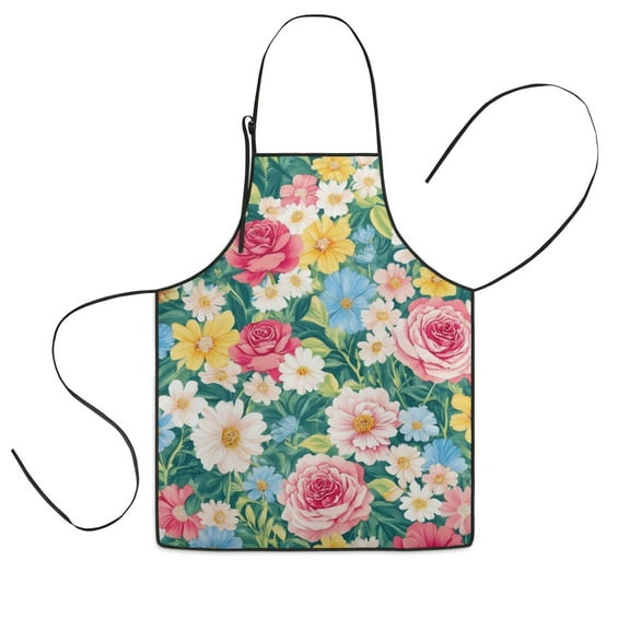 Pioneer Flower Floral Print Pattern Kids Aprons for Girls and Boys,Adjustable Neck Strap Toddler Aprons for Kids Cooking Baking