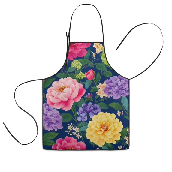 Pioneer Flower Floral Print Pattern Kids Aprons for Girls and Boys,Adjustable Neck Strap Toddler Aprons for Kids Cooking Baking