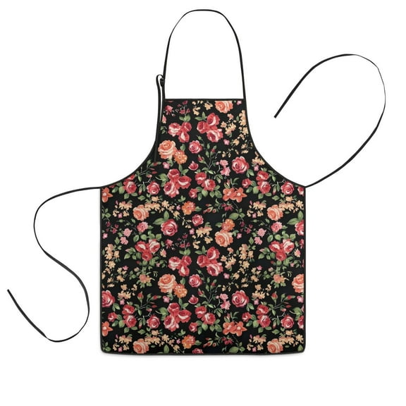 Pioneer Flower Floral Print Pattern Kids Aprons for Girls and Boys,Adjustable Neck Strap Toddler Aprons for Kids Cooking Baking