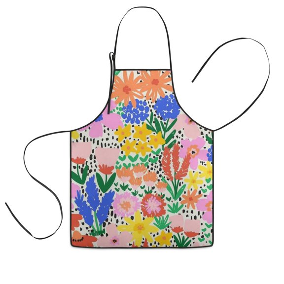 Pioneer Flower Floral Print Pattern Kids Aprons for Girls and Boys,Adjustable Neck Strap Toddler Aprons for Kids Cooking Baking