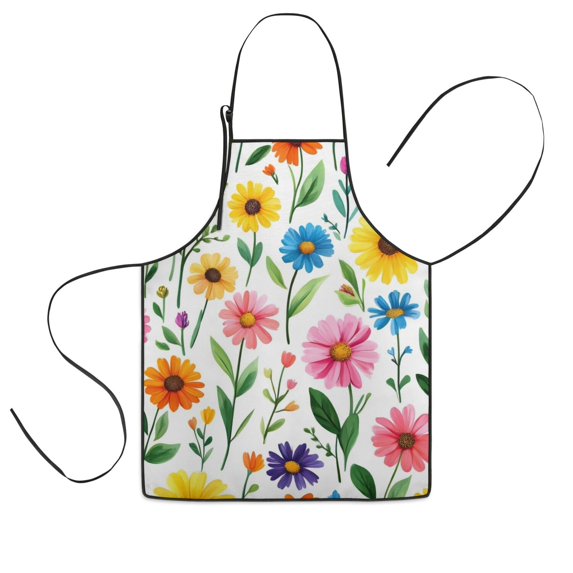 Pioneer Flower Floral Print Pattern Kids Aprons for Girls and Boys,Adjustable Neck Strap Toddler Aprons for Kids Cooking Baking