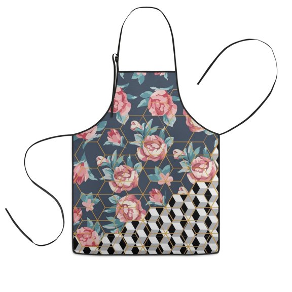 Pioneer Flower Floral Print Pattern Kids Aprons for Girls and Boys,Adjustable Neck Strap Toddler Aprons for Kids Cooking Baking