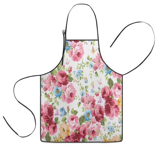 Pioneer Flower Floral Print Pattern Kids Aprons for Girls and Boys,Adjustable Neck Strap Toddler Aprons for Kids Cooking Baking