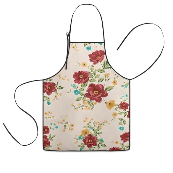 Pioneer Flower Floral Print Pattern Kids Aprons for Girls and Boys,Adjustable Neck Strap Toddler Aprons for Kids Cooking Baking