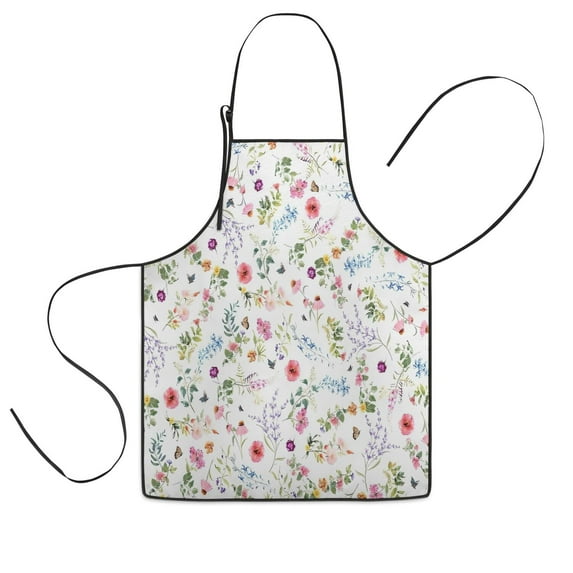 Pioneer Flower Floral Print Pattern Kids Aprons for Girls and Boys,Adjustable Neck Strap Toddler Aprons for Kids Cooking Baking