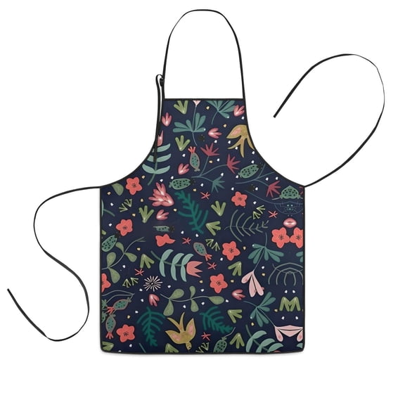 Pioneer Flower Floral Print Pattern Kids Aprons for Girls and Boys,Adjustable Neck Strap Toddler Aprons for Kids Cooking Baking