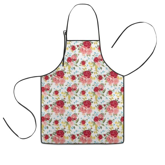 Pioneer Flower Floral Print Pattern Kids Aprons for Girls and Boys,Adjustable Neck Strap Toddler Aprons for Kids Cooking Baking