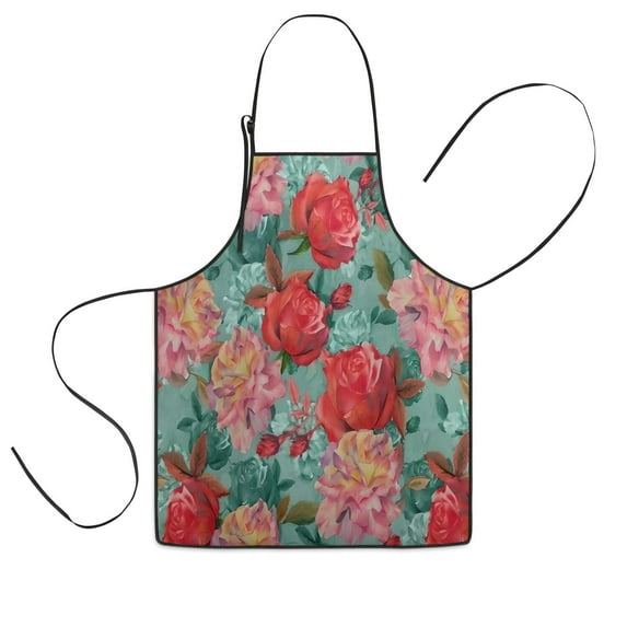 Pioneer Flower Floral Print Pattern Kids Aprons for Girls and Boys,Adjustable Neck Strap Toddler Aprons for Kids Cooking Baking