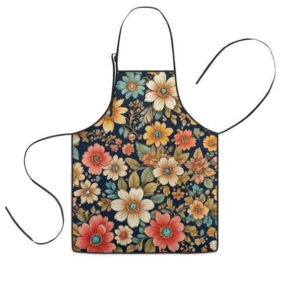 Pioneer Flower Floral Print Pattern Kids Aprons for Girls and Boys,Adjustable Neck Strap Toddler Aprons for Kids Cooking Baking