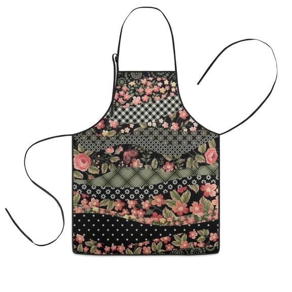 Pioneer Flower Floral Print Pattern Kids Aprons for Girls and Boys,Adjustable Neck Strap Toddler Aprons for Kids Cooking Baking