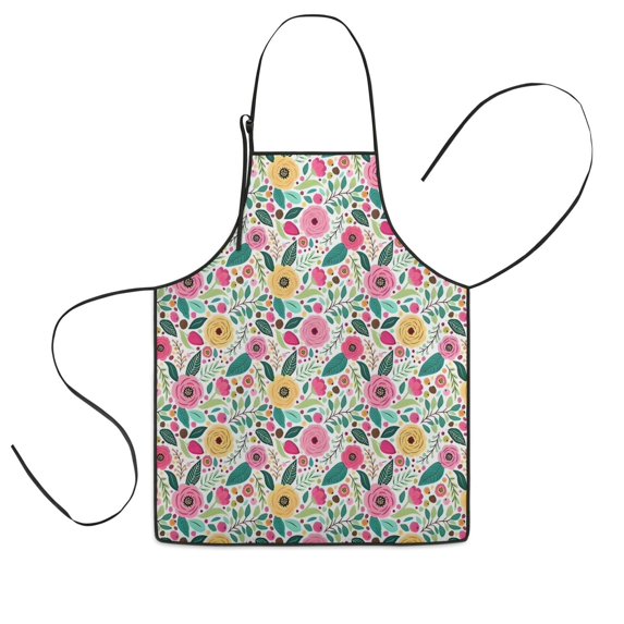 Pioneer Flower Floral Print Pattern Kids Aprons for Girls and Boys,Adjustable Neck Strap Toddler Aprons for Kids Cooking Baking