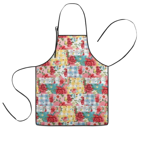 Pioneer Flower Floral Print Pattern Kids Aprons for Girls and Boys,Adjustable Neck Strap Toddler Aprons for Kids Cooking Baking