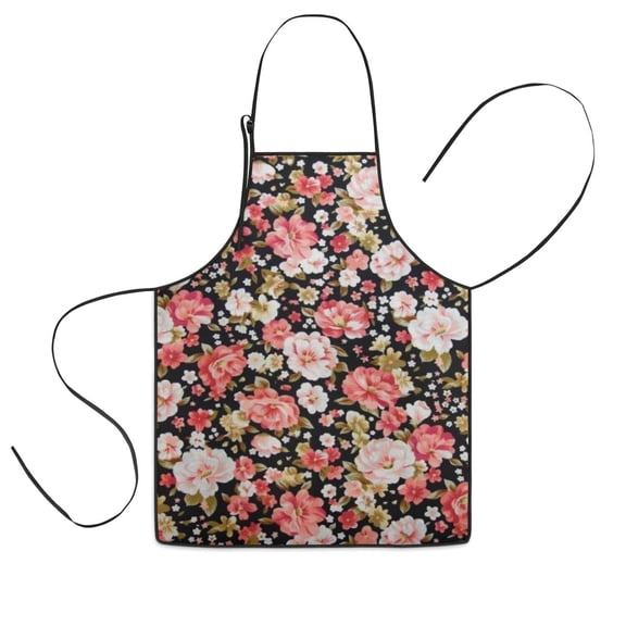 Pioneer Flower Floral Print Pattern Kids Aprons for Girls and Boys,Adjustable Neck Strap Toddler Aprons for Kids Cooking Baking
