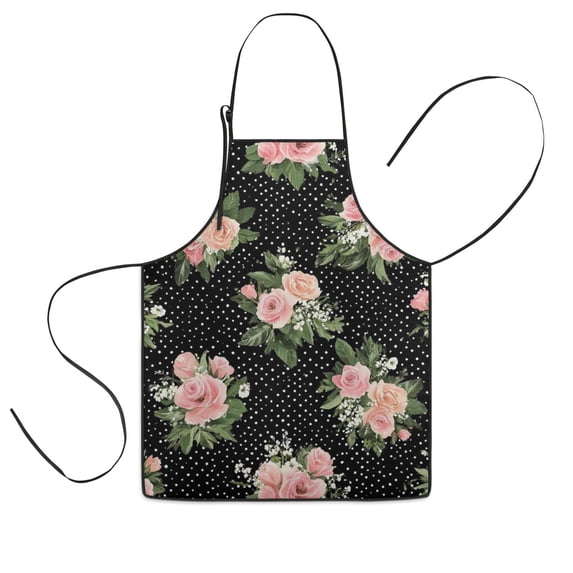 Pioneer Flower Floral Print Pattern Kids Aprons for Girls and Boys,Adjustable Neck Strap Toddler Aprons for Kids Cooking Baking