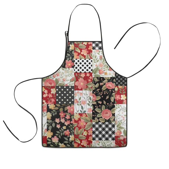 Pioneer Flower Floral Print Pattern Kids Aprons for Girls and Boys,Adjustable Neck Strap Toddler Aprons for Kids Cooking Baking