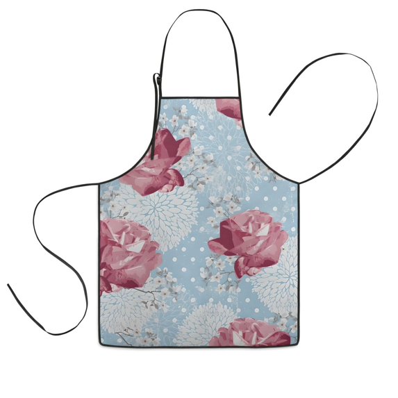 Pioneer Flower Floral Print Pattern Kids Aprons for Girls and Boys,Adjustable Neck Strap Toddler Aprons for Kids Cooking Baking
