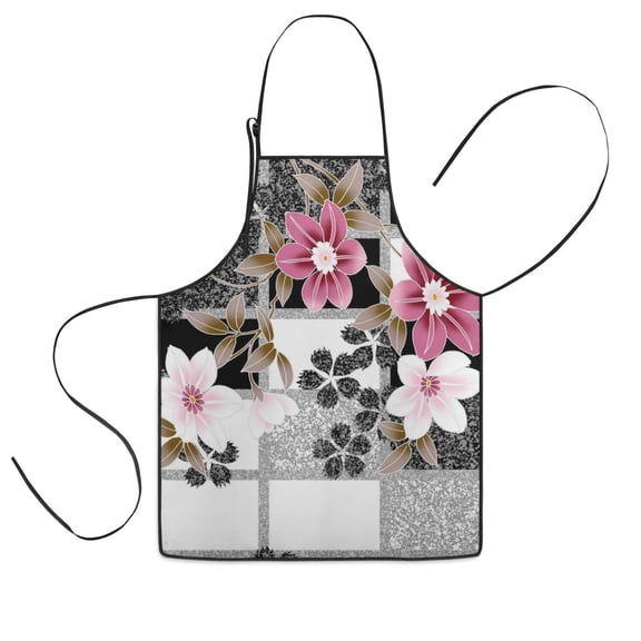 Pioneer Flower Floral Print Pattern Kids Aprons for Girls and Boys,Adjustable Neck Strap Toddler Aprons for Kids Cooking Baking
