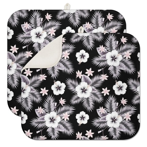 Pioneer Flower Floral Print Pattern Kitchen Dish Drying Mat 1 Pack, Ultra Absorbent Microfiber Drainer Mat, 16"x18"