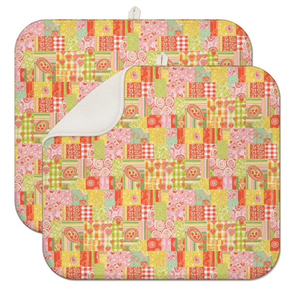 Pioneer Flower Floral Print Pattern Kitchen Dish Drying Mat 1 Pack, Ultra Absorbent Microfiber Drainer Mat, 16"x18"