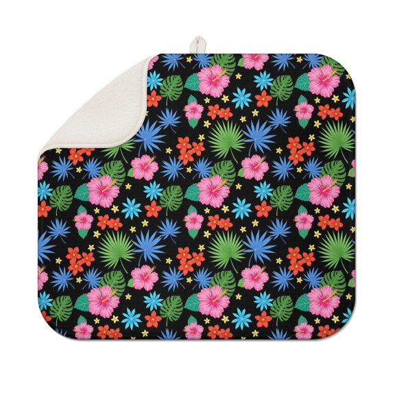 Pioneer Flower Floral Print Pattern Kitchen Dish Drying Mat 1 Pack, Ultra Absorbent Microfiber Drainer Mat, 16"x18"