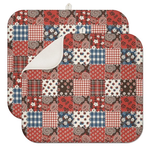 Pioneer Flower Floral Print Pattern Kitchen Dish Drying Mat 1 Pack, Ultra Absorbent Microfiber Drainer Mat, 16"x18"