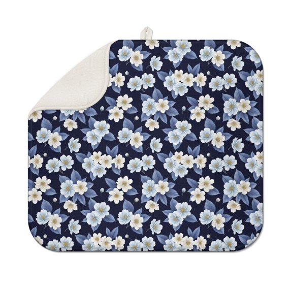 Pioneer Flower Floral Print Pattern Kitchen Dish Drying Mat 1 Pack, Ultra Absorbent Microfiber Drainer Mat, 16"x18"