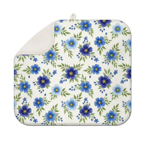 Pioneer Flower Floral Print Pattern Kitchen Dish Drying Mat 1 Pack, Ultra Absorbent Microfiber Drainer Mat, 16"x18"