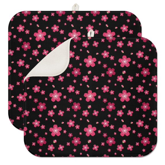 Pioneer Flower Floral Print Pattern Kitchen Dish Drying Mat 1 Pack, Ultra Absorbent Microfiber Drainer Mat, 16"x18"