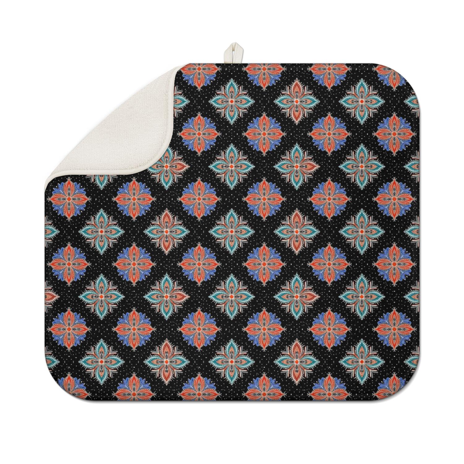 Drying Pad Pattern Pioneer Flower Floral Print Pattern Kitchen Dish Drying Mat 1 Pack ...