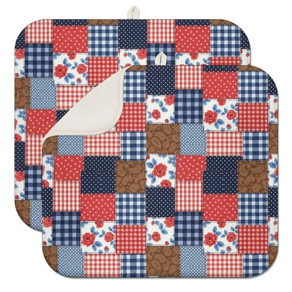 Pioneer Flower Floral Print Pattern Kitchen Dish Drying Mat 1 Pack, Ultra Absorbent Microfiber Drainer Mat, 16"x18"