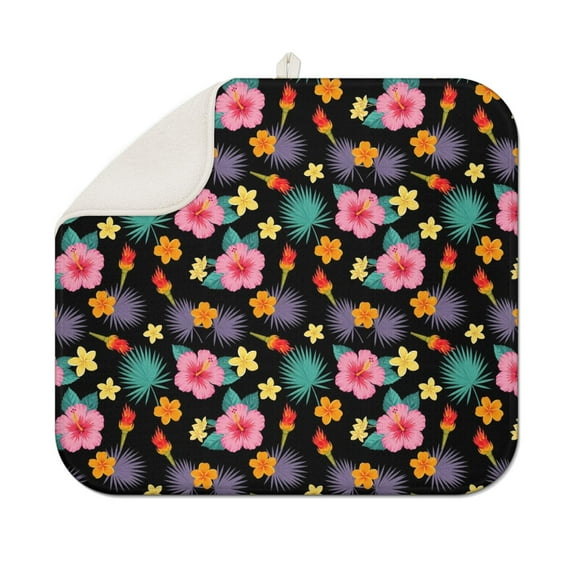 Pioneer Flower Floral Print Pattern Kitchen Dish Drying Mat 1 Pack, Ultra Absorbent Microfiber Drainer Mat, 16"x18"