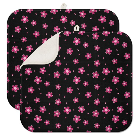 Pioneer Flower Floral Print Pattern Kitchen Dish Drying Mat 1 Pack, Ultra Absorbent Microfiber Drainer Mat, 16"x18"