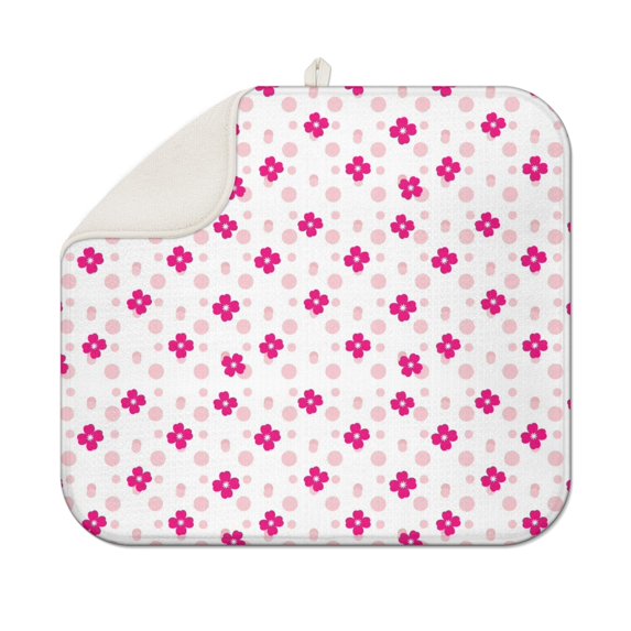Pioneer Flower Floral Print Pattern Kitchen Dish Drying Mat 1 Pack, Ultra Absorbent Microfiber Drainer Mat, 16"x18"