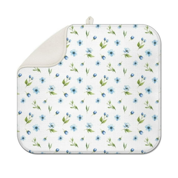 Pioneer Flower Floral Print Pattern Kitchen Dish Drying Mat 1 Pack, Ultra Absorbent Microfiber Drainer Mat, 16"x18"