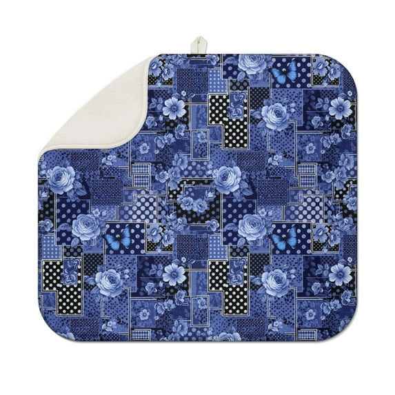 Pioneer Flower Floral Print Pattern Kitchen Dish Drying Mat 1 Pack, Ultra Absorbent Microfiber Drainer Mat, 16"x18"
